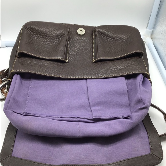 COACH Chelsea C0773-F10893 brown pebbled leather shoulder bag, purple inside. - Picture 8 of 16